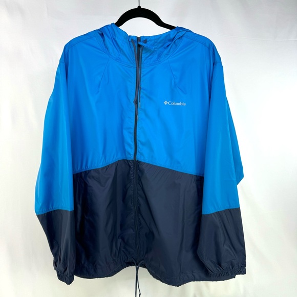 Columbia blue color block zip up hooded windbreaker jacket women’s 2X - Picture 1 of 14